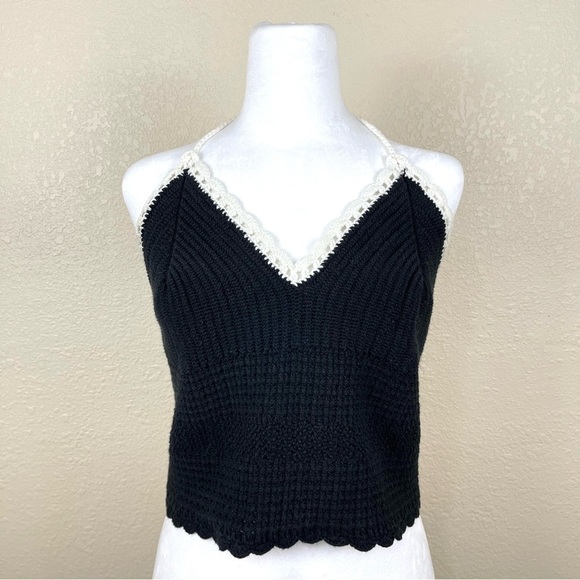 Alice + Olivia Saran Crochet Knit Cropped Halter Top Size‎ Large Women - Picture 2 of 11